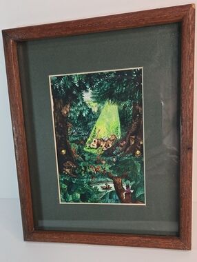 Watercolor Framed Enchanted Forest Woodland Fairy Music Wall Art Linda Carrigan